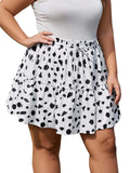 Woochic Jupe courte florale à volants Taille haute élastique