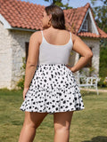 Woochic Jupe courte florale à volants Taille haute élastique