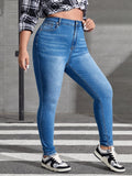 Woochic Pantalon grande taille denim slim pantalon crayon   