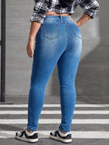 Woochic Pantalon grande taille denim slim pantalon crayon   