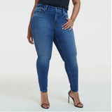 Woochic Pantalon grande taille extensible slim déchiré bleu clair XL 