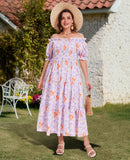 Woochic Robe d'été femme boho Longue fluide et chic avec pompons