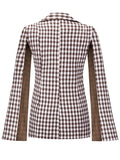 Woochic blazer courte pied de poule double boutonnage col revers manches cape femme élégant