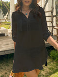 Woochic blouse avec poches v-cou femme décontracté cover up de plage