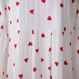 Woochic Heart Print Long Sleeve Dress with Mid-High Neck