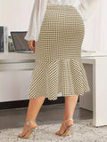 Woochic jupe grande taille à pois carreaux taille haute   