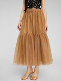 Woochic jupe longue bouffantes tulle taille haute traîne