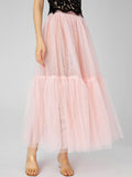 Woochic jupe longue bouffantes tulle taille haute traîne