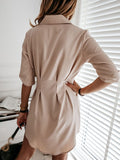 Woochic mi-longue blouse boutonnage fluide col chemise manches 3/4 femme élégant