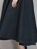 Woochic mi-longue robe jacquard avec strass à fines brides élégant soirée noir