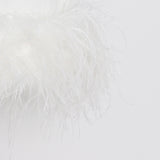 Woochic sleeveless straight ostrich feather mini dress with mid-high collar, cocktail