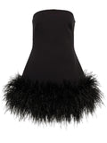 Woochic mini-robe moulante bustier plume mode cocktail