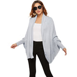 Woochic sweater cardigan straight collar batwing sleeves crochet cutouts