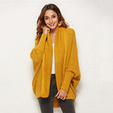 Woochic sweater cardigan straight collar batwing sleeves crochet cutouts