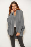 Woochic sweater cardigan straight collar batwing sleeves crochet cutouts