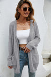 Woochic sweater cardigan straight collar long sleeves crochet cutout