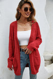 Woochic sweater cardigan straight collar long sleeves crochet cutout