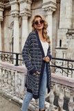 Woochic pull cardigan col droit rayé tricoté couture