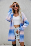 Woochic pull cardigan col droit tie-dye arc-en-ciel tricoté