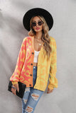 Woochic V-Neck Leopard Print Lantern Sleeve Cardigan Sweater