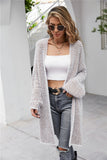 Woochic pull cardigan col en rond manches longue crochet