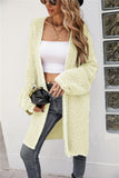 Woochic round neck long sleeve crochet cardigan sweater