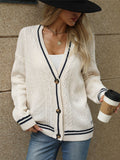 Woochic Loose Star Embroidered V-Neck Cardigan Sweater