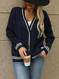 Woochic Loose Star Embroidered V-Neck Cardigan Sweater