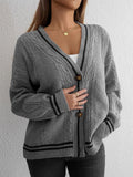 Woochic pull cardigan col en v brodé  tricoté étoile lâche