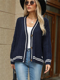 Woochic Loose Star Embroidered V-Neck Cardigan Sweater