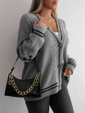 Woochic Loose Star Embroidered V-Neck Cardigan Sweater