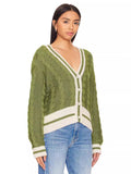 Woochic pull cardigan col en v tricoté lâche coloré