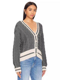 Woochic colorful loose knitted v-neck cardigan sweater