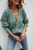 Woochic round neck striped crochet knitted cardigan sweater