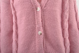 Woochic round neck striped crochet knitted cardigan sweater