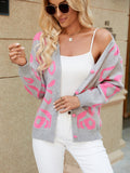 Woochic Leopard Print V-Neck Knitted Cardigan Sweater