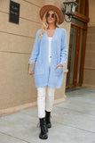 Woochic Loose V-Neck Knitted Long Cardigan Sweater with Pockets