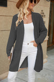 Woochic pull cardigan long tricoté col en v lâche avec poches