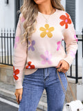 Woochic round neck jumper with contrasting floral print and long sleeves