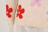 Woochic round neck jumper with contrasting floral print and long sleeves