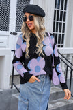 Woochic floral print crew neck long sleeve sweater