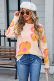 Woochic floral print crew neck long sleeve sweater