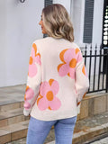 Woochic floral print crew neck long sleeve sweater