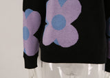 Woochic floral print crew neck long sleeve sweater