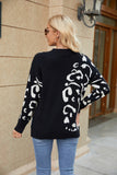 Woochic round neck leopard print sweater colorful design