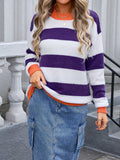 Woochic striped crew neck sweater with long sleeves