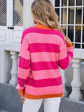 Woochic striped crew neck sweater with long sleeves