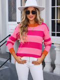 Woochic striped crew neck sweater with long sleeves