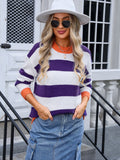 Woochic striped crew neck sweater with long sleeves