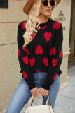 Woochic round neck knitted heart print sweater